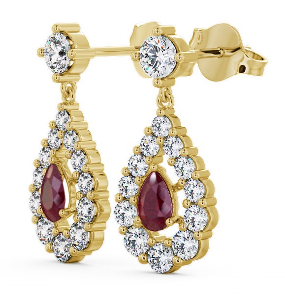 Drop Style Ruby and Diamond 1.88ct Earrings 9K Yellow Gold ERG18GEM_YG_RU_THUMB1