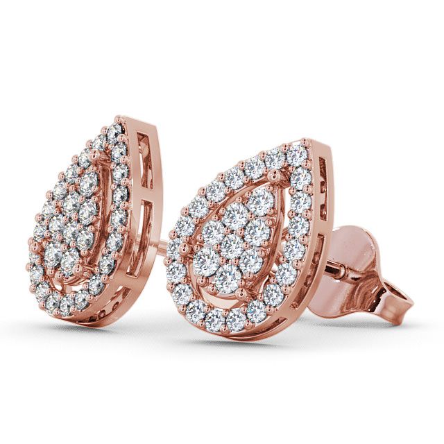 Cluster Round Diamond Earrings 9K Rose Gold - Seale ERG19_RG_SIDE
