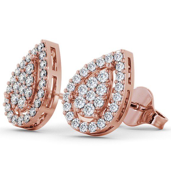 Cluster Round Diamond Pear Shape Design Earrings 18K Rose Gold ERG19_RG_THUMB1