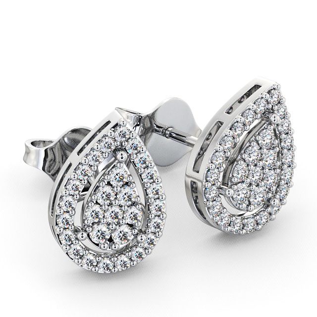 Cluster Round Diamond Earrings 9K White Gold - Seale ERG19_WG_FLAT