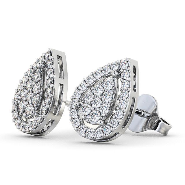 Cluster Round Diamond Earrings 18K White Gold - Seale ERG19_WG_SIDE