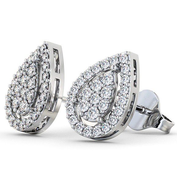 Cluster Round Diamond Pear Shape Design Earrings 18K White Gold ERG19_WG_THUMB1 