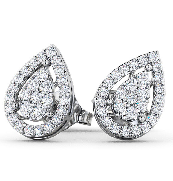  Cluster Round Diamond Earrings 18K White Gold - Seale ERG19_WG_THUMB2 