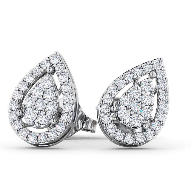 Cluster Round Diamond Earrings 18K White Gold - Seale ERG19_WG_UP