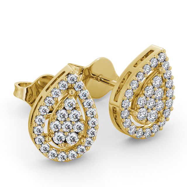 Cluster Round Diamond Earrings 9K Yellow Gold - Seale ERG19_YG_FLAT