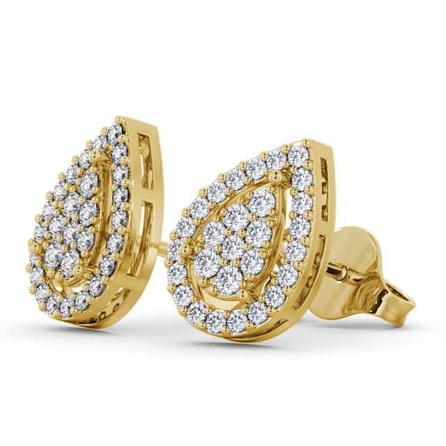 Cluster Round Diamond Earrings 9K Yellow Gold - Seale ERG19_YG_SIDE