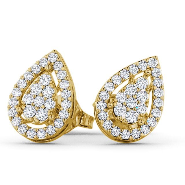 Cluster Round Diamond Earrings 9K Yellow Gold - Seale ERG19_YG_UP