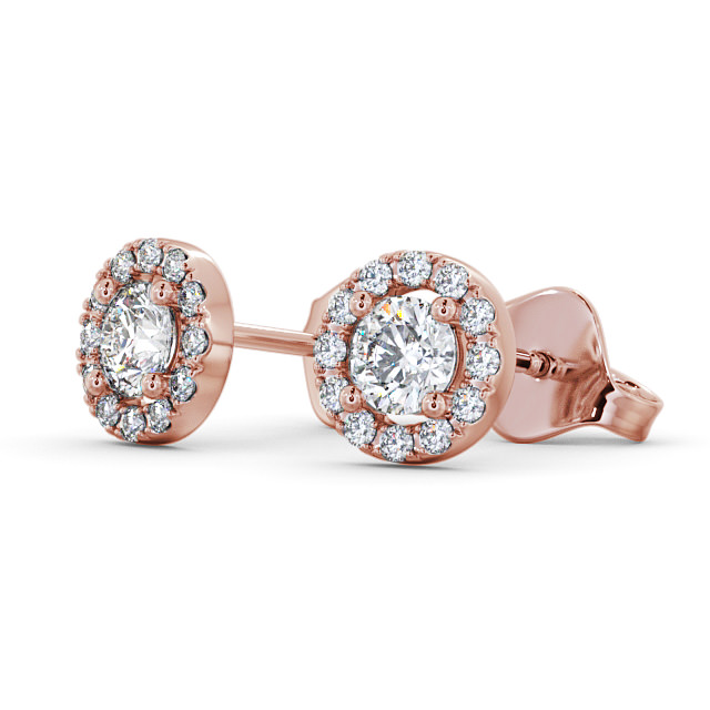 Halo Round Diamond Earrings 18K Rose Gold - Adare ERG1_RG_SIDE