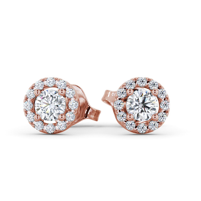 Halo Round Diamond Earrings 18K Rose Gold - Adare ERG1_RG_UP