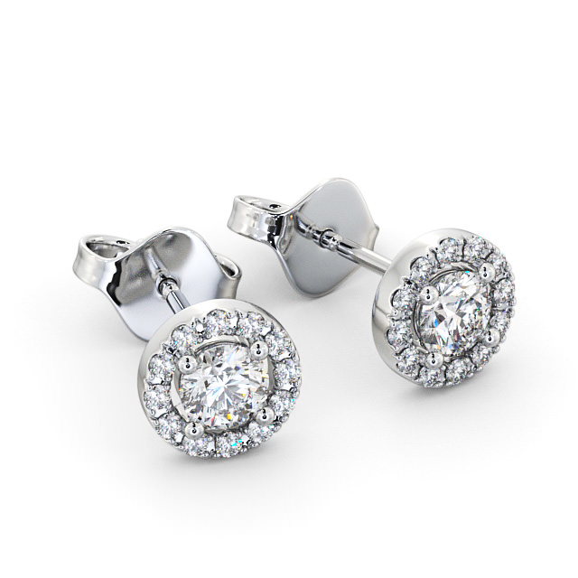 Halo Round Diamond Earrings 18K White Gold - Adare ERG1_WG_FLAT