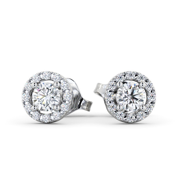 Halo Round Diamond Earrings 18K White Gold - Adare ERG1_WG_UP