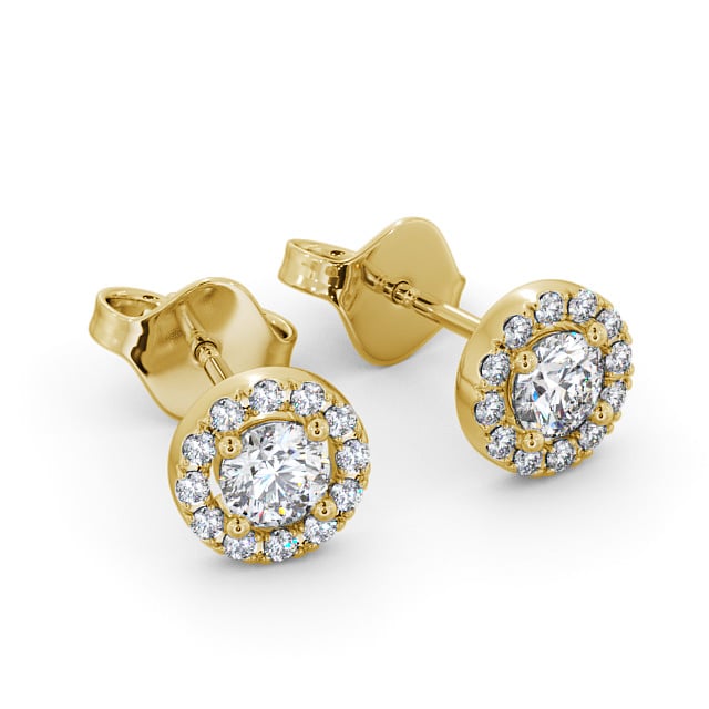 Halo Round Diamond Earrings 9K Yellow Gold - Adare ERG1_YG_FLAT