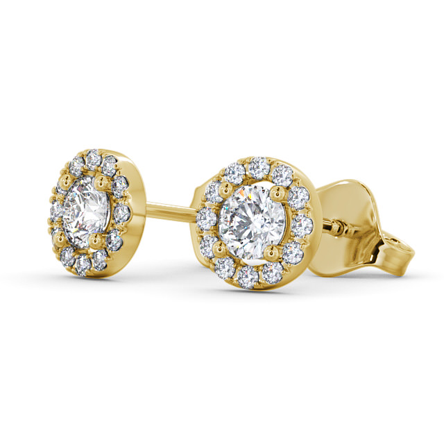 Halo Round Diamond Earrings 9K Yellow Gold - Adare ERG1_YG_SIDE