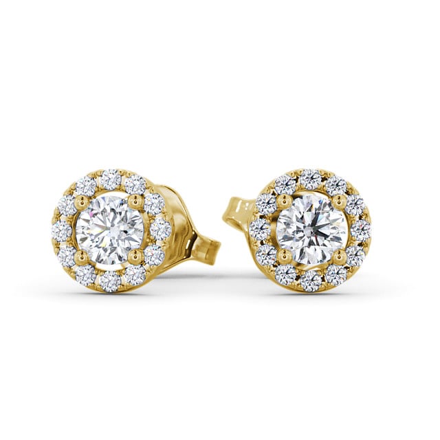 Halo Round Diamond Earrings 18K Yellow Gold - Adare ERG1_YG_UP