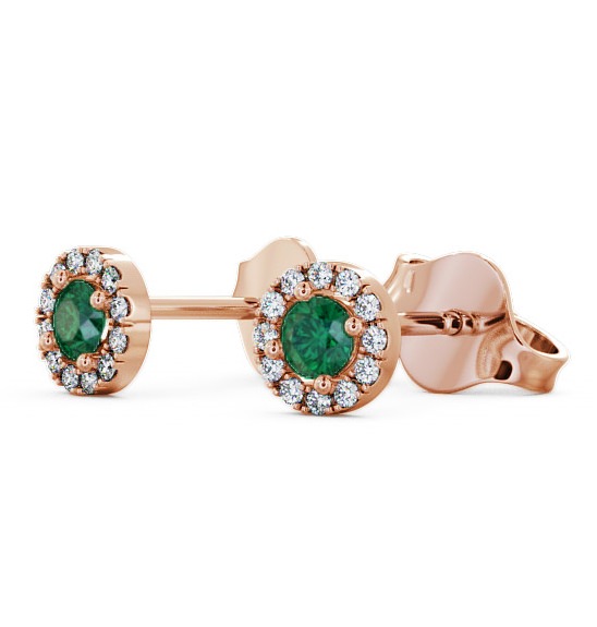 Halo Emerald and Diamond 0.34ct Earrings 9K Rose Gold ERG1GEM_RG_EM_THUMB1