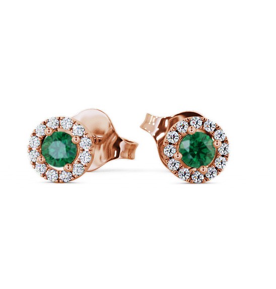 Halo Emerald and Diamond 0.34ct Earrings 18K Rose Gold - Adare ERG1GEM_RG_EM_THUMB2 
