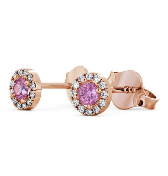 Halo Pink Sapphire and Diamond 0.40ct Earrings 9K Rose Gold ERG1GEM_RG_PS_THUMB1