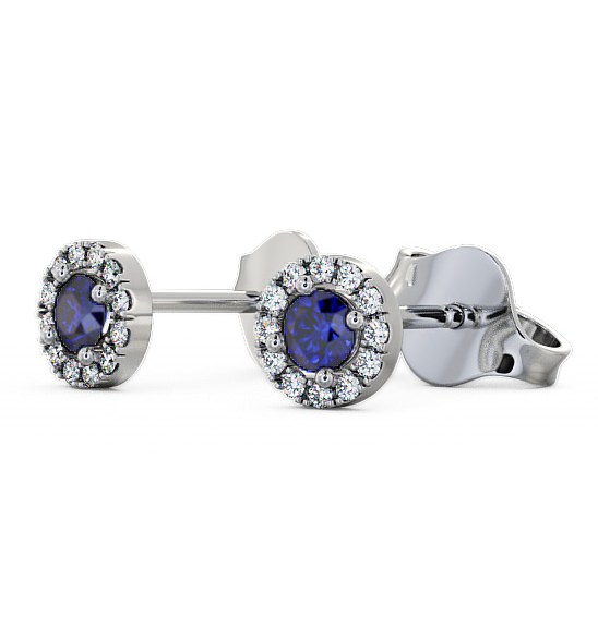 Halo Blue Sapphire and Diamond 0.40ct Earrings 9K White Gold - Adare ERG1GEM_WG_BS_THUMB1