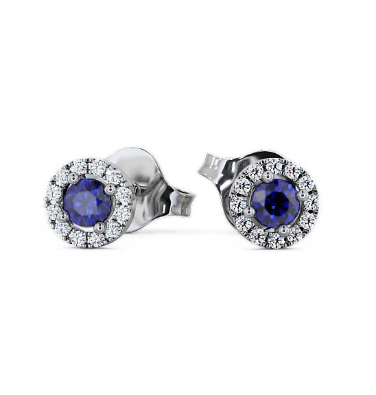  Halo Blue Sapphire and Diamond 0.40ct Earrings 18K White Gold - Adare ERG1GEM_WG_BS_THUMB2 