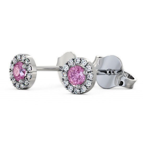 Halo Pink Sapphire and Diamond 0.40ct Earrings 18K White Gold ERG1GEM_WG_PS_THUMB1