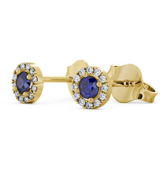 Halo Blue Sapphire and Diamond 0.40ct Earrings 9K Yellow Gold ERG1GEM_YG_BS_THUMB1