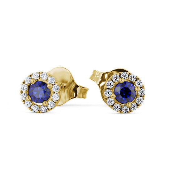  Halo Blue Sapphire and Diamond 0.40ct Earrings 18K Yellow Gold - Adare ERG1GEM_YG_BS_THUMB2 