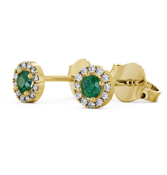 Halo Emerald and Diamond 0.34ct Earrings 18K Yellow Gold ERG1GEM_YG_EM_THUMB1