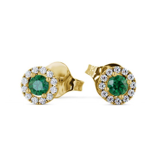  Halo Emerald and Diamond 0.34ct Earrings 9K Yellow Gold - Adare ERG1GEM_YG_EM_THUMB2 