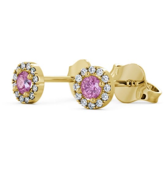 Halo Pink Sapphire and Diamond 0.40ct Earrings 9K Yellow Gold - Adare ERG1GEM_YG_PS_THUMB1