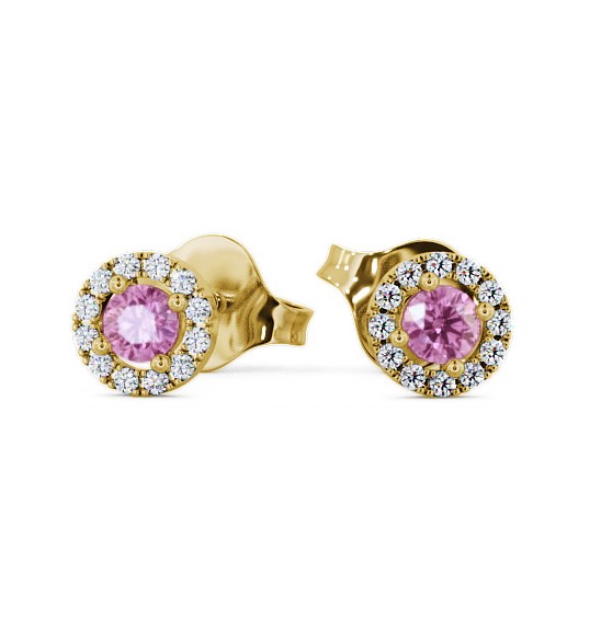 Halo Pink Sapphire and Diamond 0.40ct Earrings 18K Yellow Gold - Adare ERG1GEM_YG_PS_THUMB2 