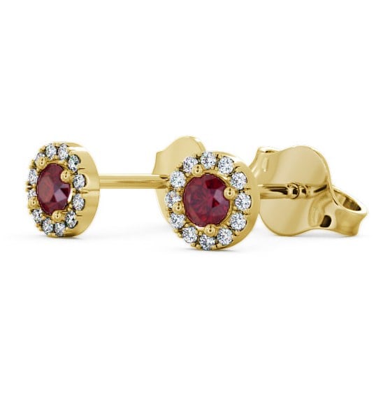 Halo Ruby and Diamond 0.40ct Earrings 18K Yellow Gold ERG1GEM_YG_RU_THUMB1