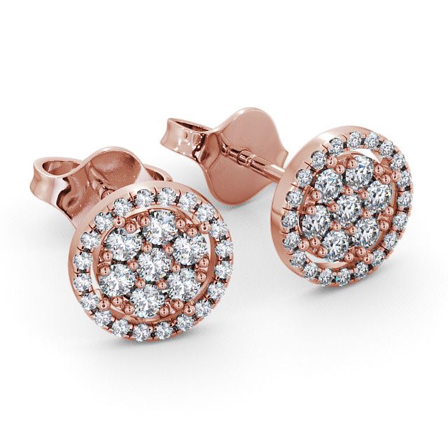 Cluster Round Diamond Earrings 9K Rose Gold - Avra ERG20_RG_FLAT