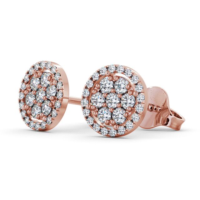 Cluster Round Diamond Earrings 9K Rose Gold - Avra ERG20_RG_SIDE