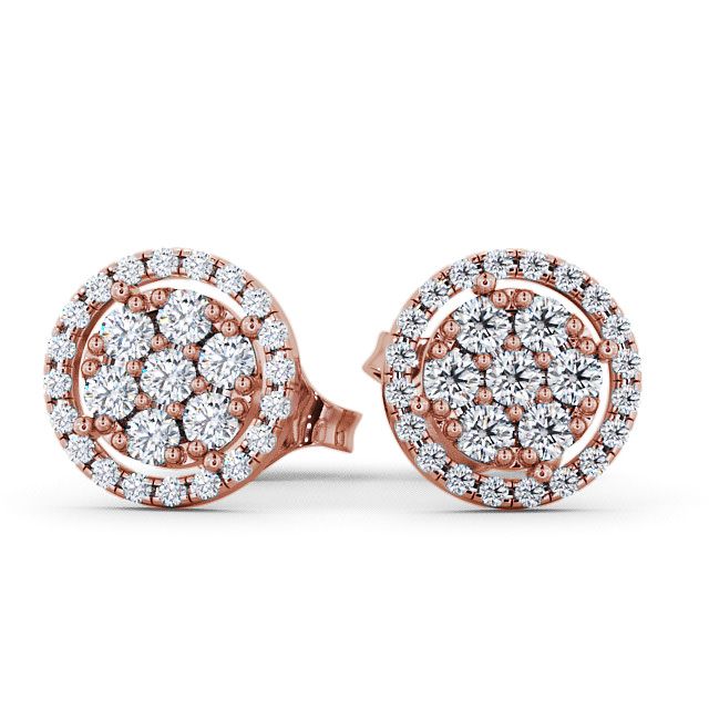 Cluster Round Diamond Earrings 9K Rose Gold - Avra ERG20_RG_UP