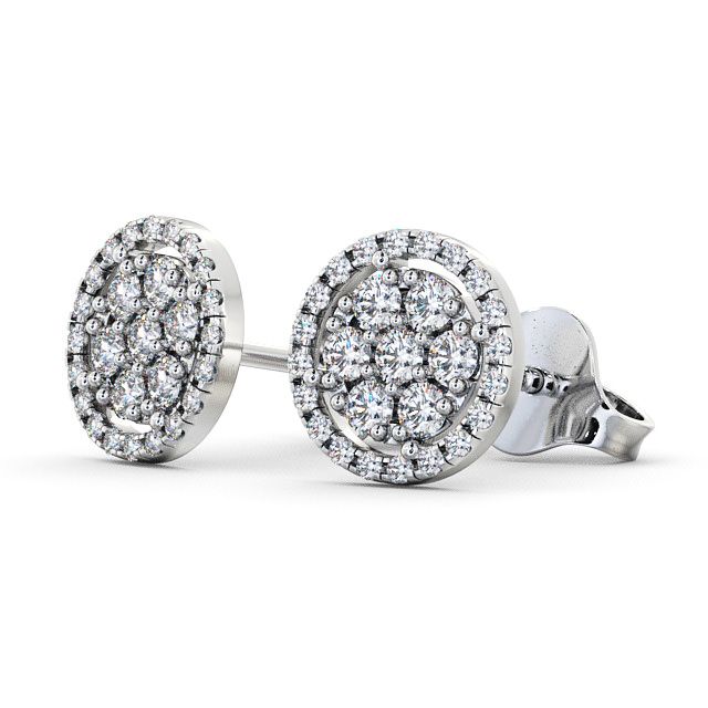 Cluster Round Diamond Earrings 18K White Gold - Avra ERG20_WG_SIDE