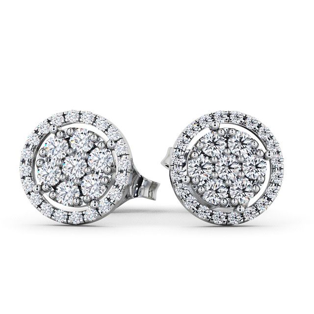 Cluster Round Diamond Earrings 9K White Gold - Avra ERG20_WG_UP