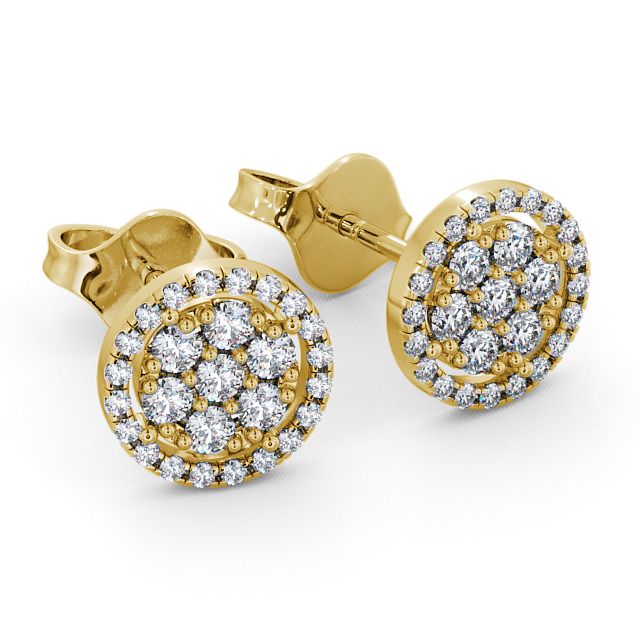Cluster Round Diamond Earrings 9K Yellow Gold - Avra ERG20_YG_FLAT