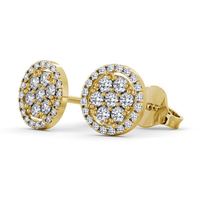 Cluster Round Diamond Earrings 9K Yellow Gold - Avra ERG20_YG_SIDE