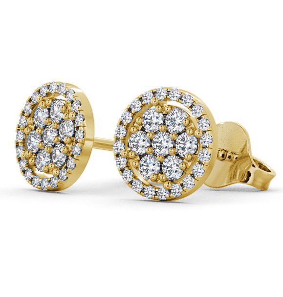 Cluster Round Diamond with Halo Earrings 18K Yellow Gold ERG20_YG_THUMB1