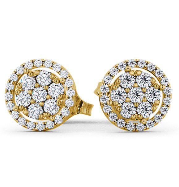  Cluster Round Diamond Earrings 9K Yellow Gold - Avra ERG20_YG_THUMB2 