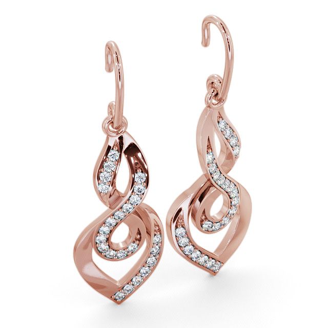 Drop Round Diamond 0.22ct Earrings 9K Rose Gold - Ballina ERG22_RG_FLAT
