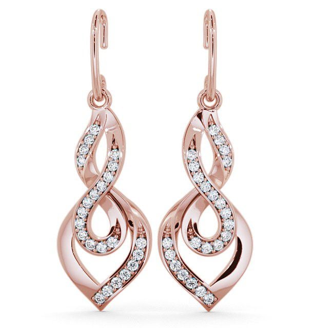 Drop Round Diamond 0.22ct Elegant Earrings 9K Rose Gold ERG22_RG_THUMB2 