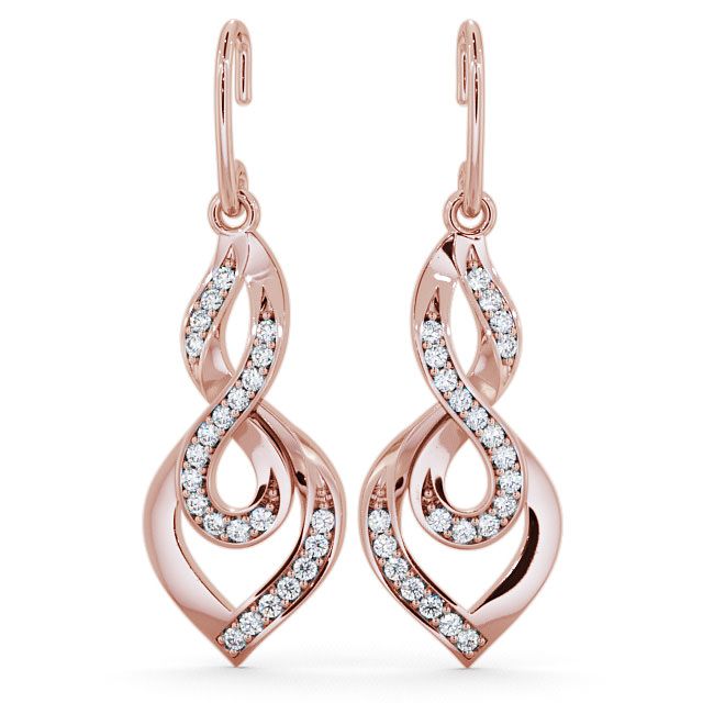 Drop Round Diamond 0.22ct Earrings 18K Rose Gold - Ballina ERG22_RG_UP