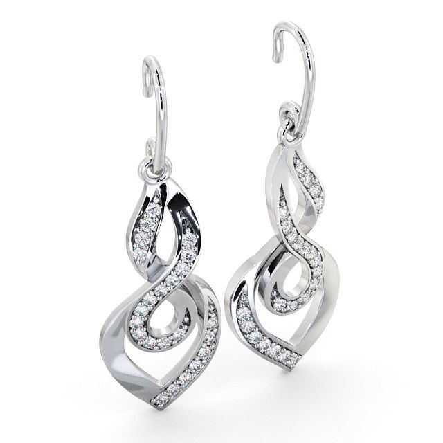 Drop Round Diamond 0.22ct Earrings 18K White Gold - Ballina ERG22_WG_FLAT