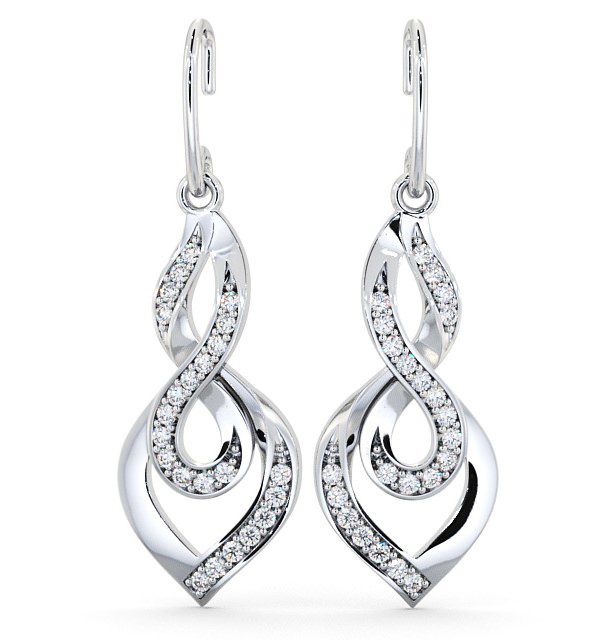 Drop Round Diamond 0.22ct Elegant Earrings 9K White Gold ERG22_WG_THUMB2 