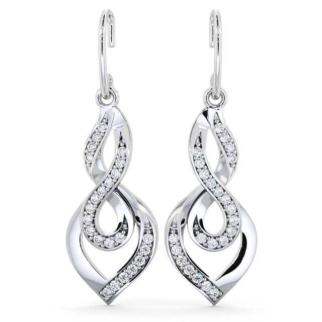 Drop Round Diamond 0.22ct Earrings 18K White Gold - Ballina ERG22_WG_UP