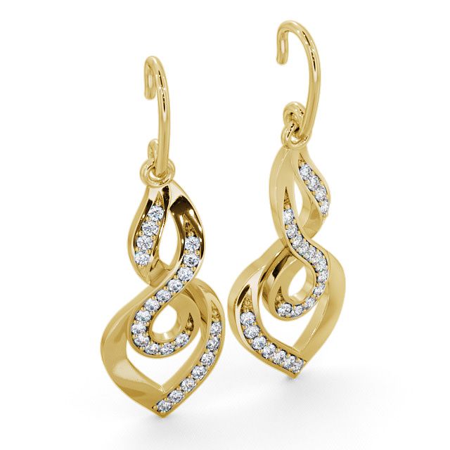 Drop Round Diamond 0.22ct Earrings 18K Yellow Gold - Ballina ERG22_YG_FLAT
