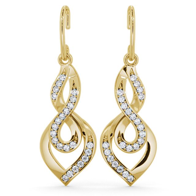Drop Round Diamond 0.22ct Earrings 18K Yellow Gold - Ballina ERG22_YG_UP