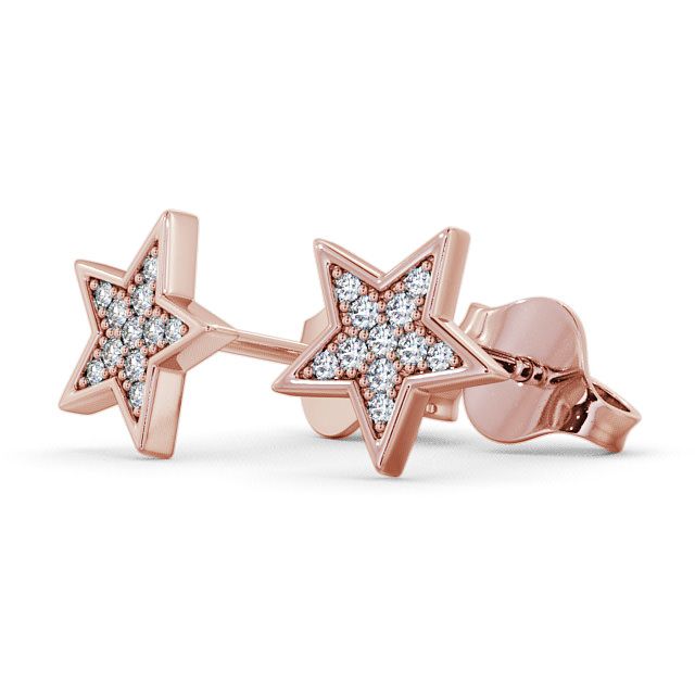 Star Shape Round Diamond Earrings 9K Rose Gold - Mayfair