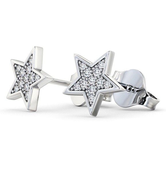 Star Shape Round Diamond Cluster Style Earrings 9K White Gold ERG23_WG_THUMB1